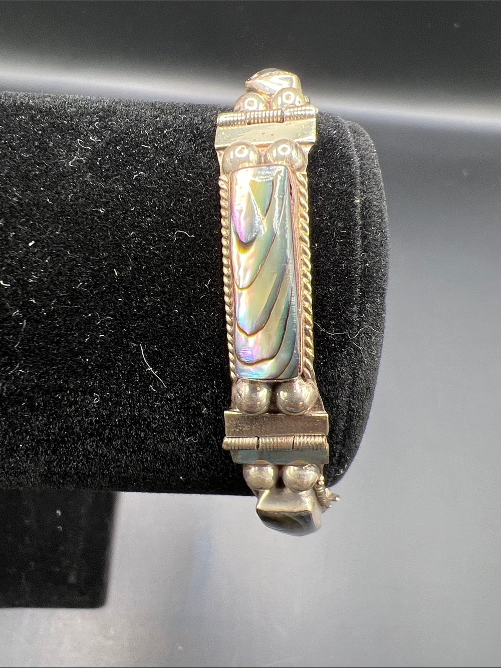 Stearling Silver and Abalone Shell Bracelet—Vintage.